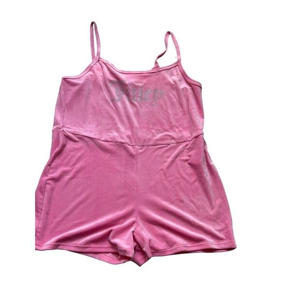 Juicy Couture Pink Velour Rhinestone Logo Romper Womens Plus Size Loungewear Sle - Picture 4 of 12